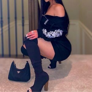 Open Toe Over the Knee Heel Boot